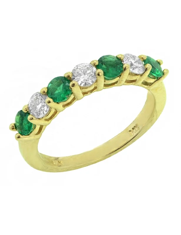 Bangle - Style Fashion Rings in Rose - Gold - Plated Aluminum with Etched Patterns14K Yellow Gold Emerald & Diamond Band