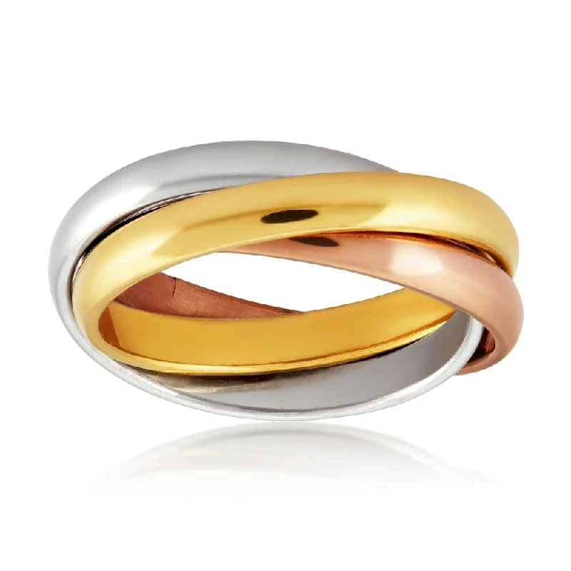 Chunky Fashion Rings in Copper with Geometric Patterns for a Bold AccessoryWomen's Intertwined Triple Bands Tri-Color Stainless Steel Ring