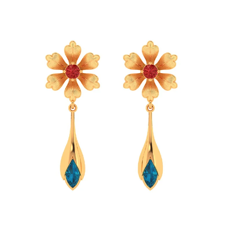 Marquise - Cut Women's Diamond Rings in Palladium for a Unique and Elongated Shape14k Floral Style Blue And Red Stones Earrings