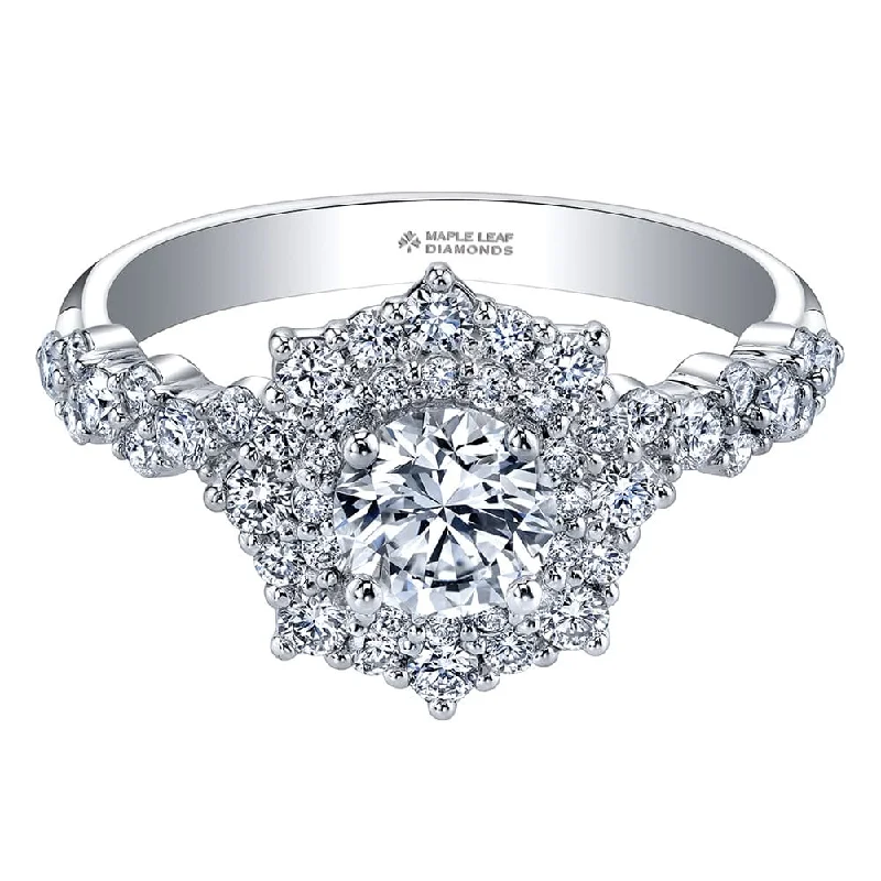 Vintage - Style Women's Diamond Rings with Floral - Engraved Bands and Multiple Diamond AccentsEternal Flames Canadian Diamond Ring