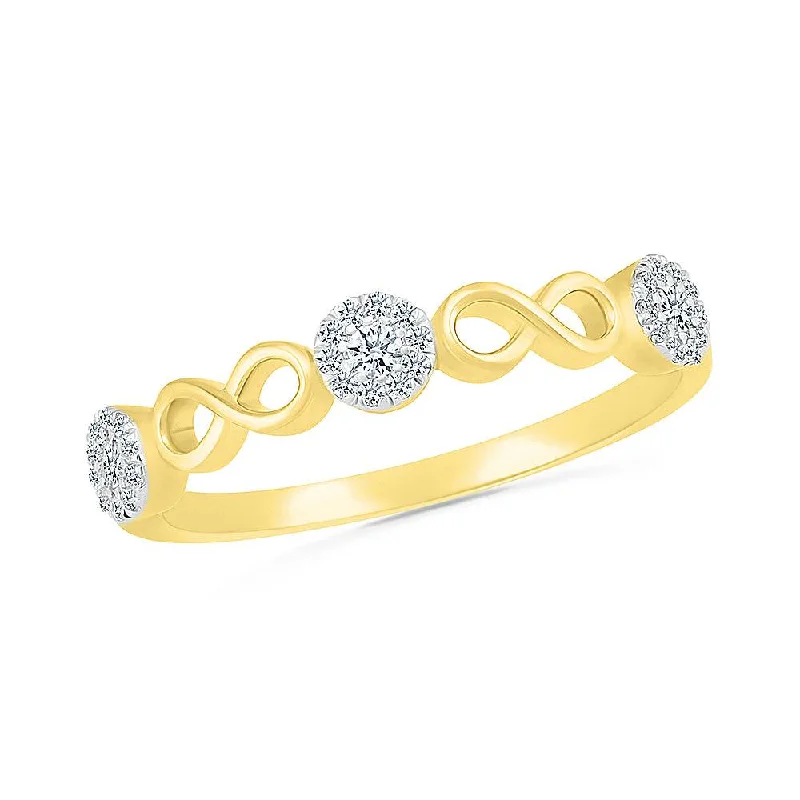 Rhinestone - Embellished Fashion Rings in Silver - Tone Metal for a Glamorous TouchDouble Infinity & Diamond Promise Ring