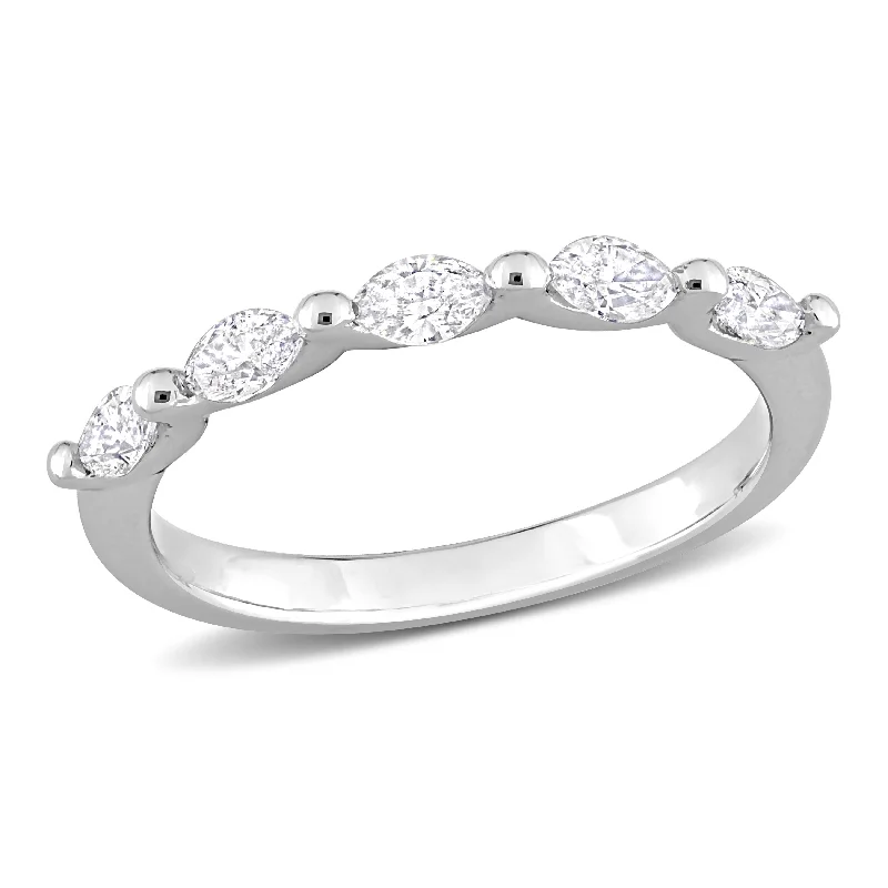 Marquise - Cut Women's Diamond Rings in Palladium for a Unique and Elongated ShapeMiadora 1/2ct TW Marquise Shape Diamond Semi-Eternity Band in Platinum