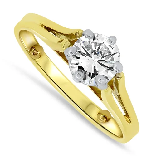 Men's Topaz Engagement Rings in 10K Gold with a Channel - Set Diamond Band0.75ct Diamond Solitaire Ring Set in 18ct Yellow Gold