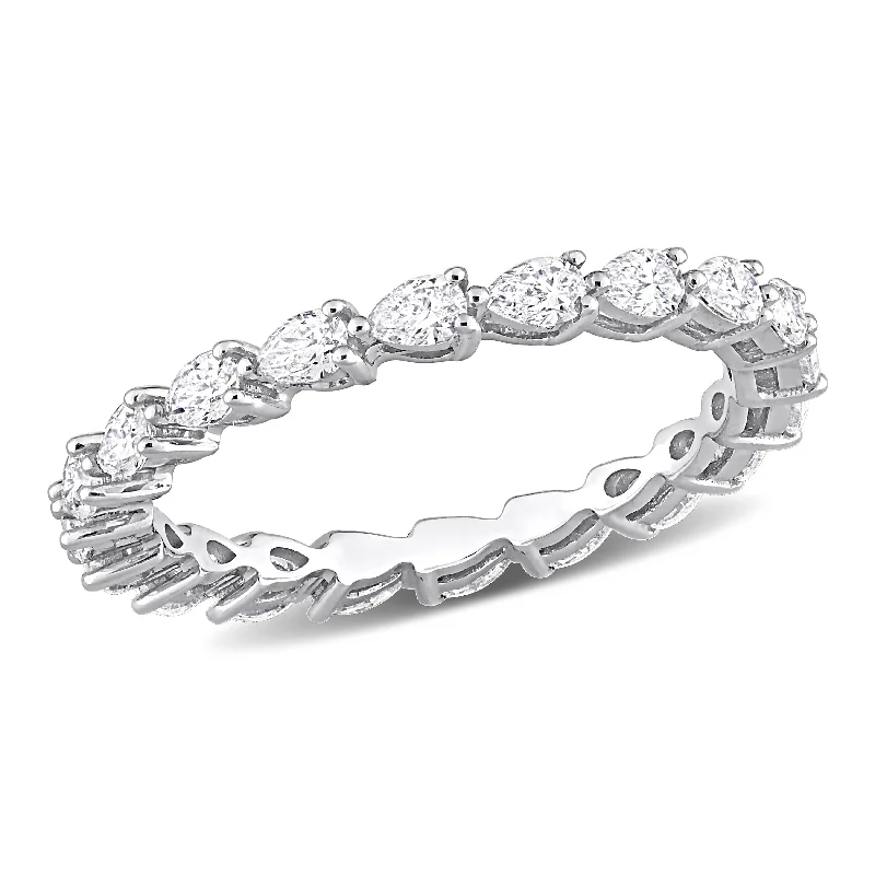 Channel - Set Women's Diamond Rings with Diamonds Securely Held in a Metal Groove for DurabilityMiadora 1ct TDW Pear-Cut Diamond Eternity Ring in 14k White Gold