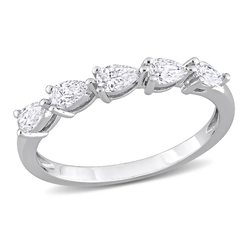 Tennis - Style Women's Diamond Rings with a Continuous Row of Diamonds for a Classic and Versatile LookMiadora 1/2ct TDW Pear Shape Diamond Semi-Eternity Ring in 14k White Gold