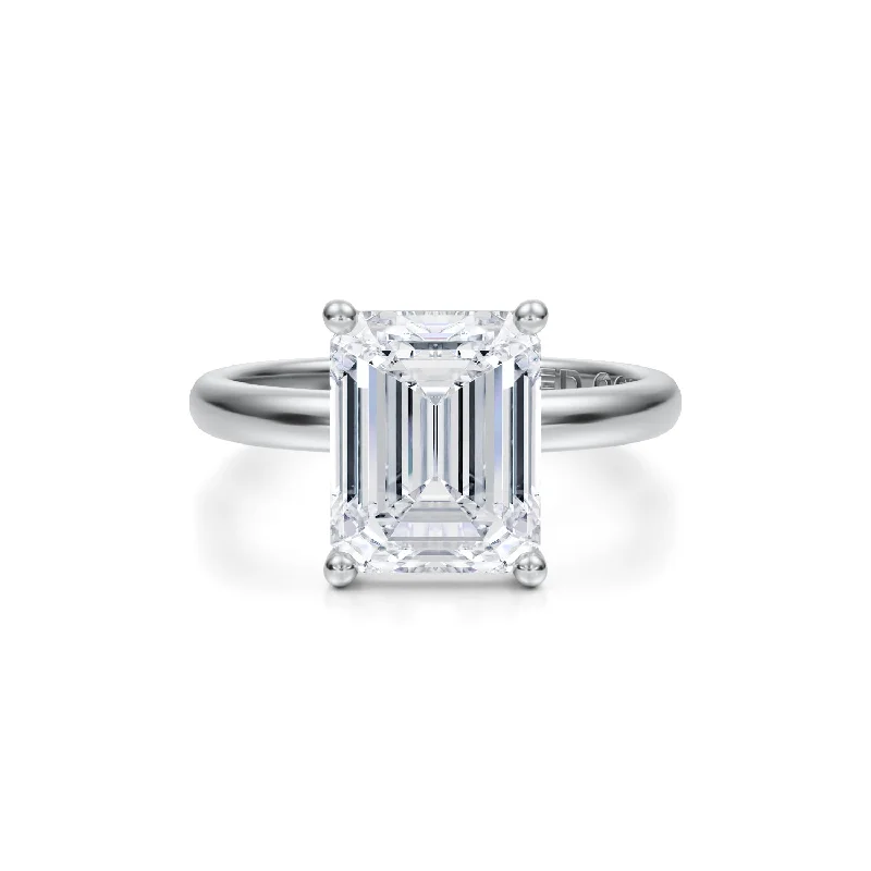 Men's Sapphire Engagement Rings in 18K White Gold with Pave Diamond AccentsThree-Carat  Emerald-Cut  Brilliant Diamond Solitaire Engagement Ring