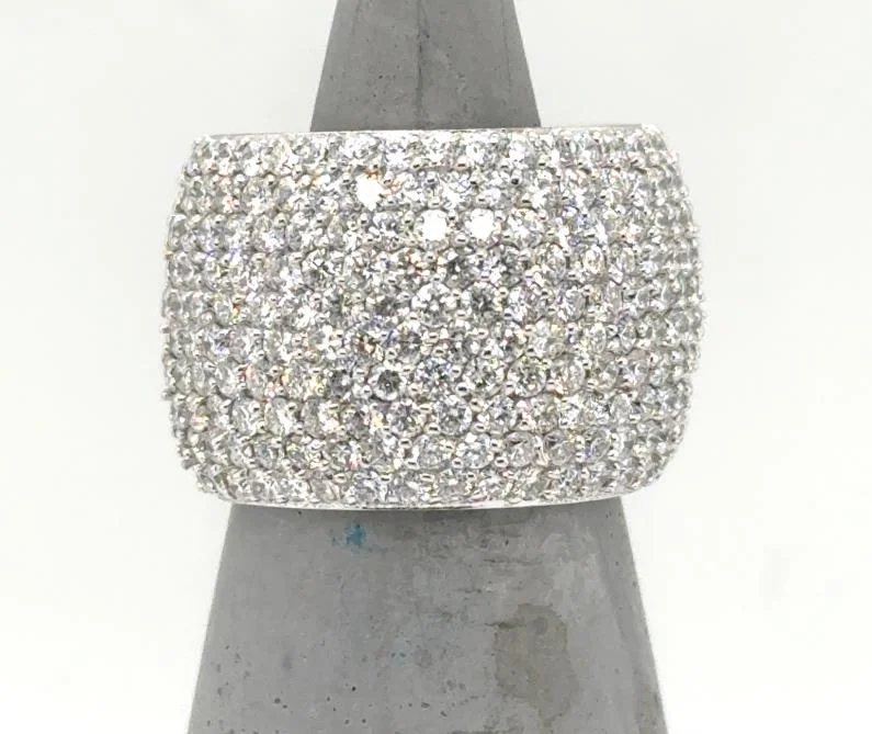 Textured Fashion Rings in Pewter with Hammered and Embossed Surfaces14K White Gold 4.0ctw Pave Band