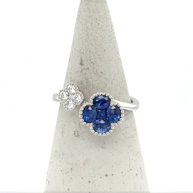 Textured Fashion Rings in Pewter with Hammered and Embossed Surfaces18K White Gold Sapphire and Diamond Clover Ring