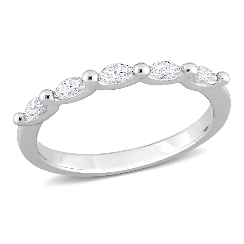 Women's Diamond Rings with Sapphire Accents in Blue for a Colorful and Sophisticated TouchMiadora 1/3ct TW Marquise Shape Diamond Semi-Eternity Band in Platinum