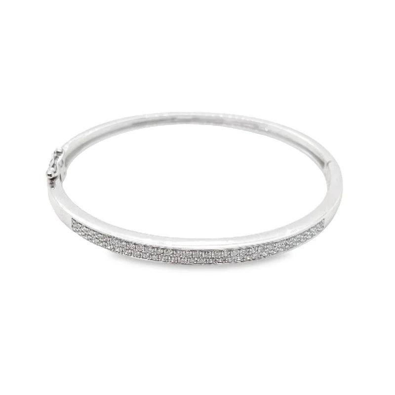 Bangle Bracelets with Adjustable Screw - Closures for a Secure Fit9K White Gold Babies Diamond Row Bangle