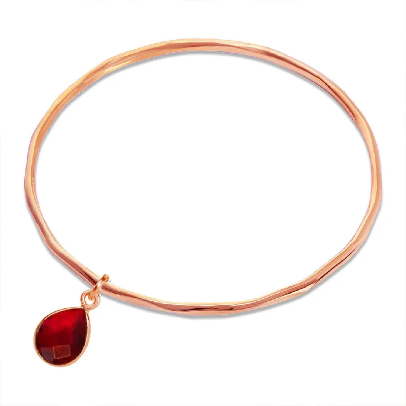 Chamm Bracelets with natural materialsGarnet Charm Bangle | Rose Gold | January