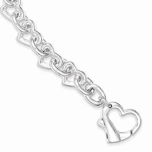 Chamm Bracelets with adjustable sizesSterling Silver Polished Fancy Heart Link Bracelet