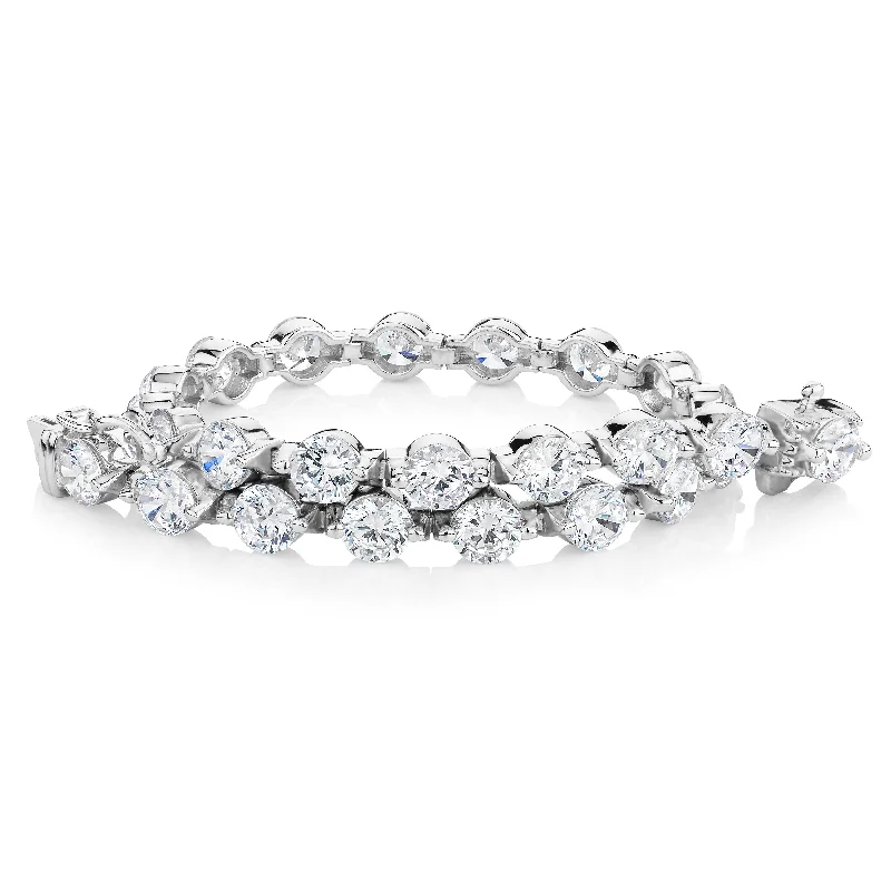 Bangle Sets with Mix - and - Match Patterns for a Versatile AccessoryRound Brilliant tennis bracelet with 11.04 carats* of diamond simulants in sterling silver