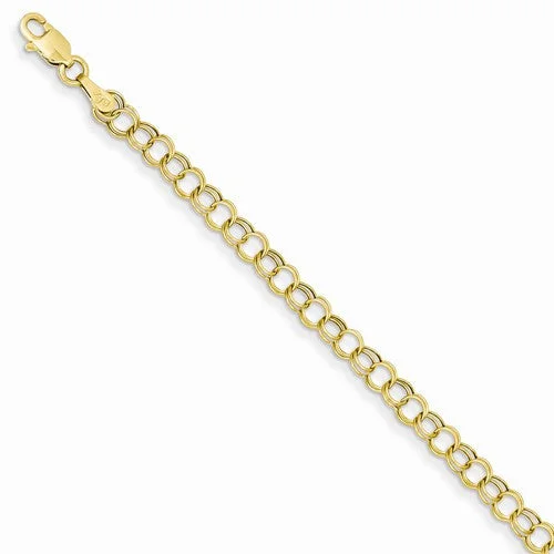 Chamm Bracelets for yoga lovers14K Yellow Gold Hollow Double Link Charm Bracelet