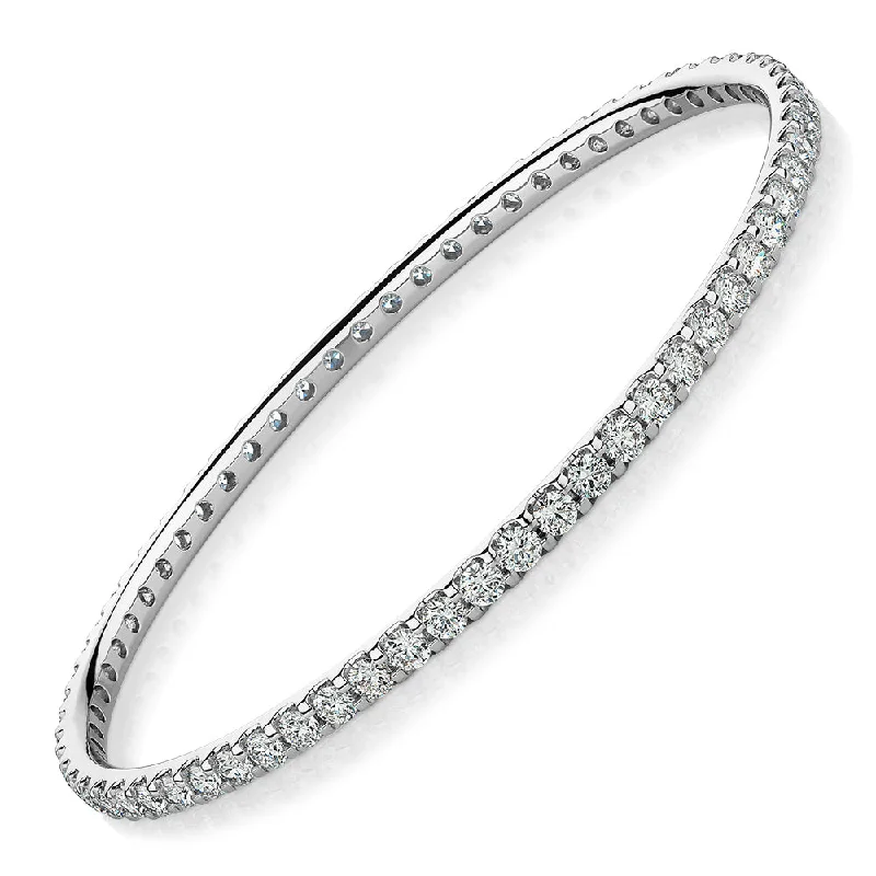 Stretch Bangle Bracelets with Elastic Cord for a Comfortable FitPremium Laboratory Created Diamond, 6 carat TW round brilliant bangle in 18 carat white gold