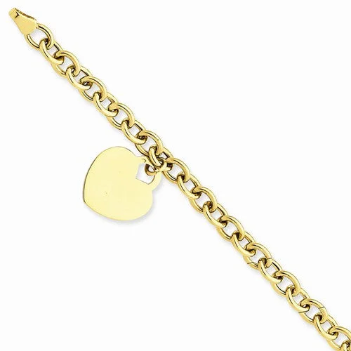 Personalized Chamm Bracelets14K Yellow Gold Heart Charm Bracelet