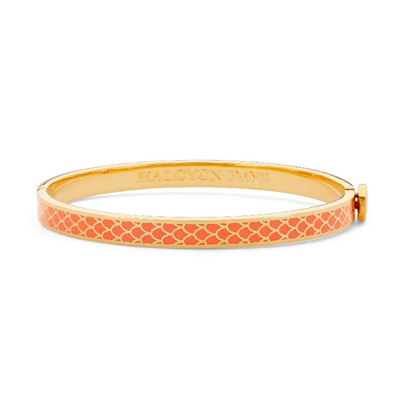 Pearl - Adorned Bangle Bracelets with Delicate Silver ChainsSkinny Salamander Orange & Gold Bangle