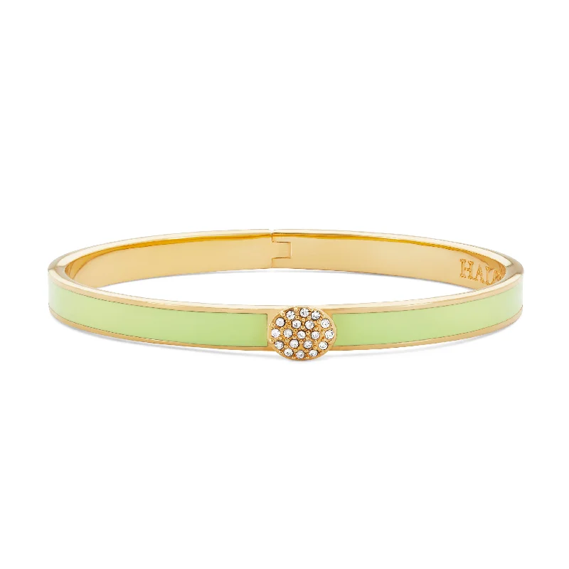 Enamel - Coated Bangles in Vibrant Rainbow Colors for a Playful StyleSkinny Pave Button Meadow & Gold Bangle