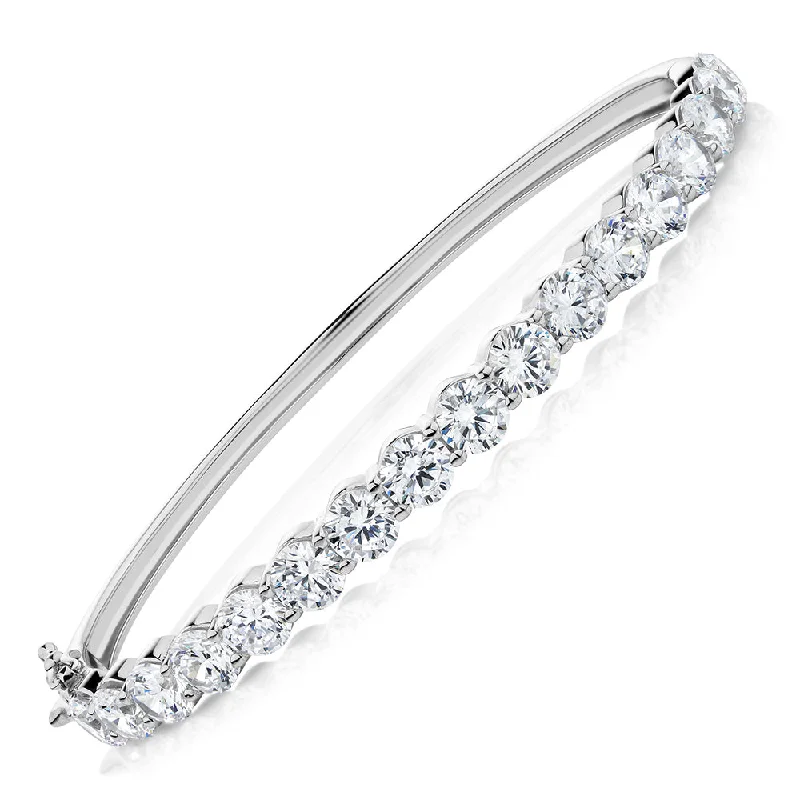 Bangle Bracelets with Adjustable Screw - Closures for a Secure FitRound Brilliant bangle with 9.52 carats* of diamond simulants in sterling silver