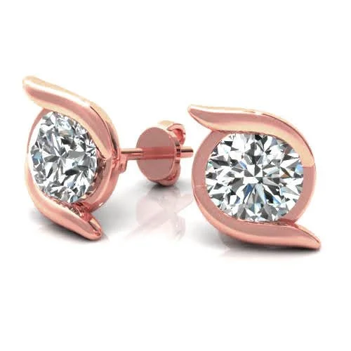 Vintage - Inspired Filigree - Worked Stud Earrings in Gold - Tone for an Antique AestheticMesmerizing 0.25CT Round Cut Diamond Stud Earrings in 14KT Rose Gold