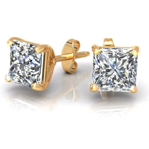 Rose Gold - Tone Geometric - Patterned Stud Earrings for a Modern and Trendy LookElegant 0.25CT Diamond Stud Earrings in 14KT Yellow Gold