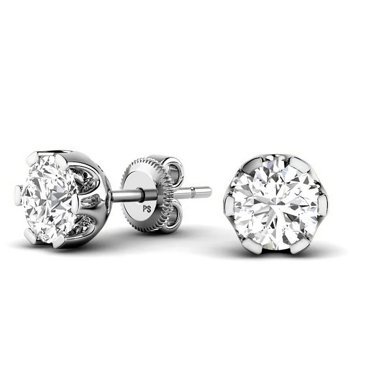 Two - Tone Gold and Silver Plated Clover Stud Earrings for a Lucky and Stylish Symbol0.60-5.00 CT Round Cut Lab Grown Diamonds - Stud Earrings