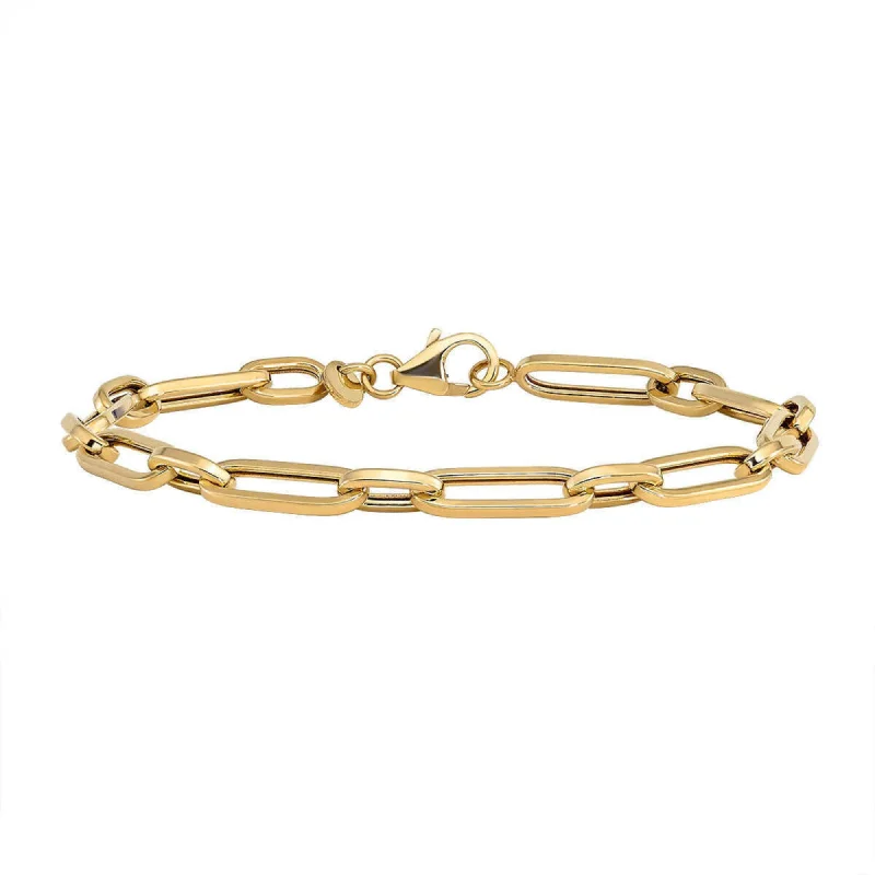 Chamm Bracelets for couplesYellow Gold Paperclip Link Charm Bracelet