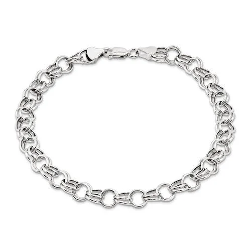 Chamm Bracelets for women14K White Gold Double Link Charm Bracelet