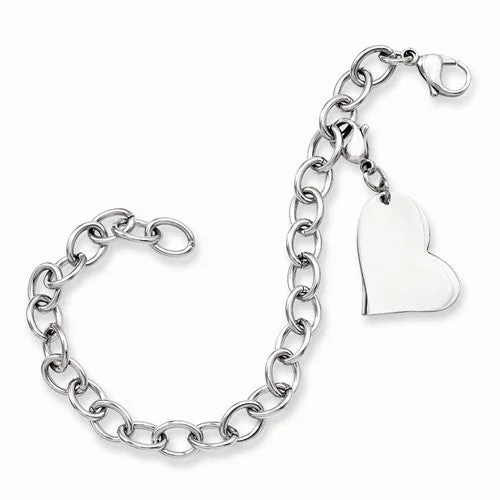 Chamm Bracelets for yoga loversStainless Steel Heart Charm Bracelet