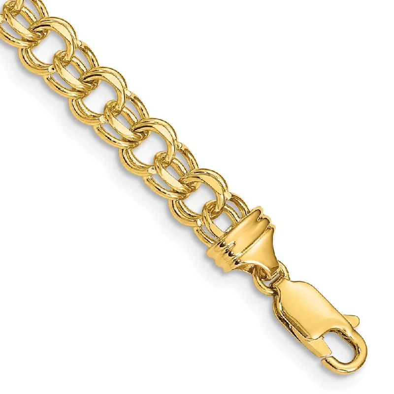 Chamm Bracelets for men14K Yellow Gold Solid Double Link Charm Bracelet