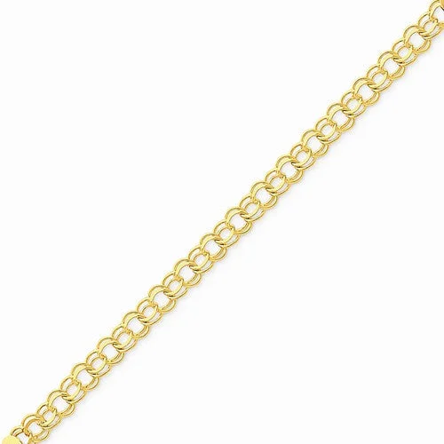 Chamm Bracelets with natural materials14K Yellow Gold Double Link Charm Bracelet