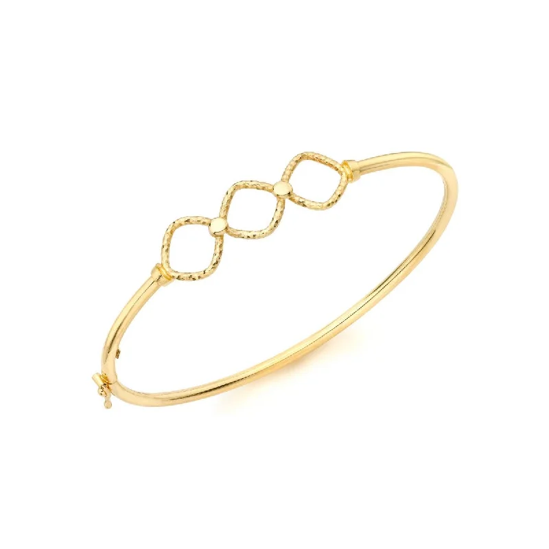 Children's Bangle Bracelets with Animal - Shaped Charms for a Cute Accessory9K Yellow Gold Faceted Triple Ring Bangle