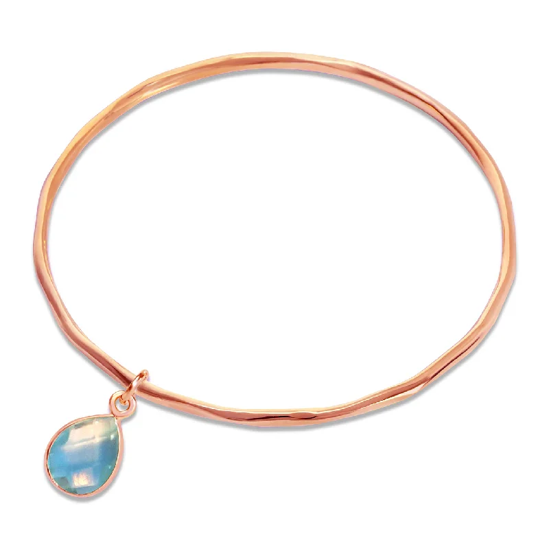 Chamm Bracelets for everyday wearBlue Topaz Charm Bangle | Rose Gold - December