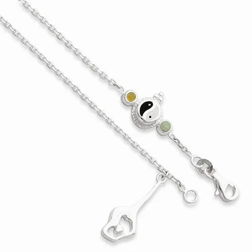 Chamm Bracelets for everyday wearSterling Silver Enameled Ying & Yang Yoga Bracelet