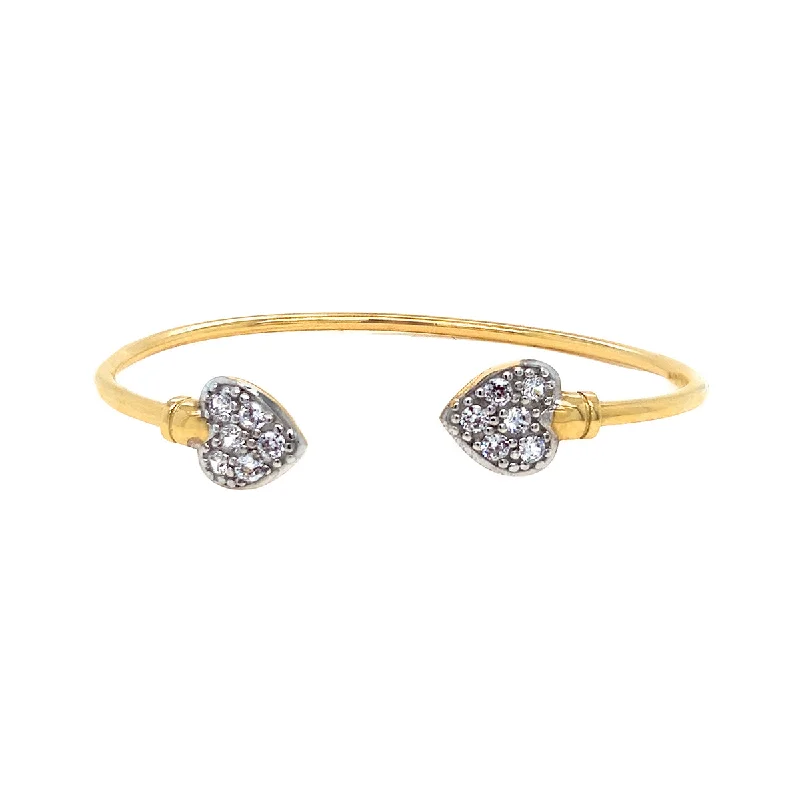 Leather - Wrapped Bangles with Studded Details for a Rock - Chic Vibe9K Yellow Gold Cubic Zirconia Heart Torque Bangle