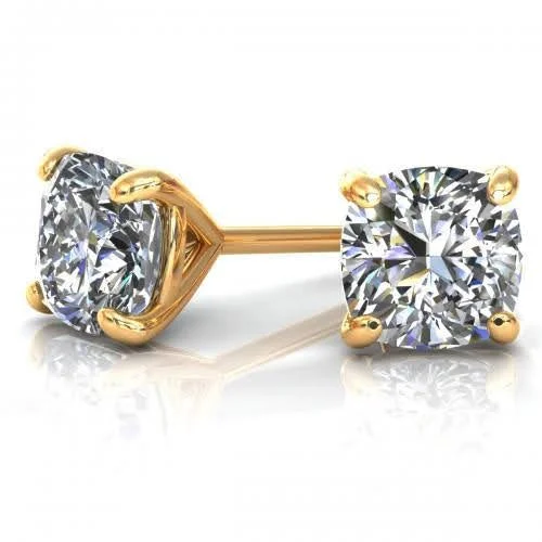 14K Gold Plated Heart - Shaped Stud Earrings for a Romantic and Feminine LookChosen 0.50CT Cushion Cut Diamond Stud Earrings in 14KT Yellow Gold