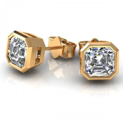 Laser - Engraved Initial Stud Earrings in Silver for a Personalized and Customized AccessoryDelightful 0.50CT Asscher Cut Diamond Stud Earrings in 14KT Yellow Gold