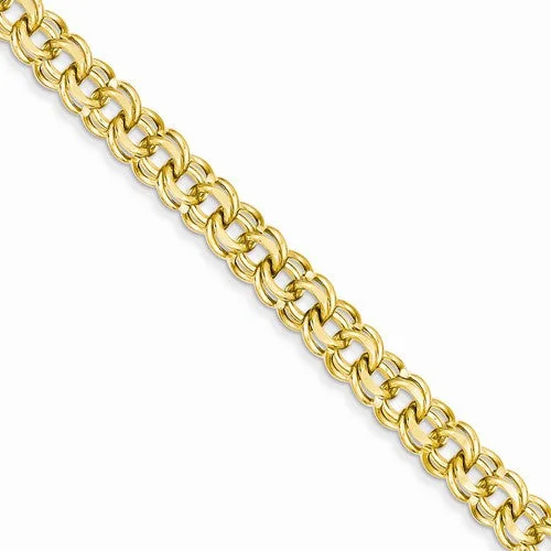 Chamm Bracelets with adjustable sizes14K Yellow Gold Solid Double Link Charm Bracelet