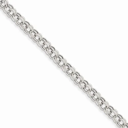 Affordable Chamm Bracelets14K White Gold Lite Double Link Charm Bracelet