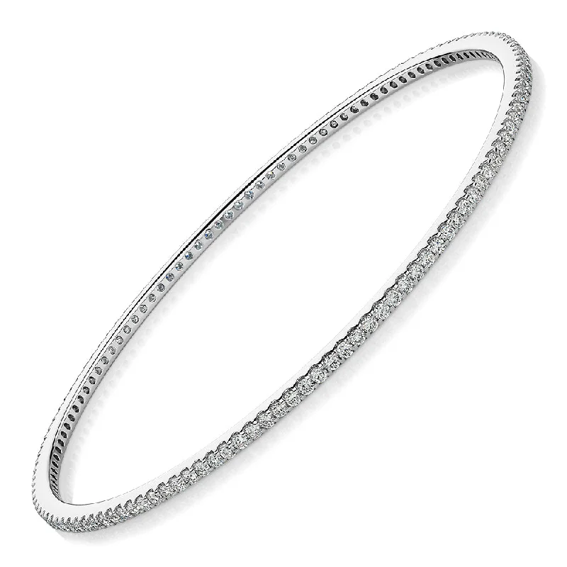 Clear Crystal - Embellished Bangles for a Sparkling and Elegant AppearancePremium Laboratory Created Diamond, 2 carat TW round brilliant bangle in 14 carat white gold