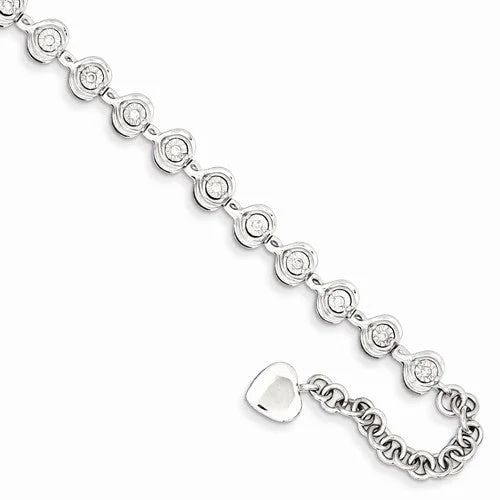 Chamm Bracelets for everyday wearSterling Silver Rhodium Plated Diamond Heart Charm