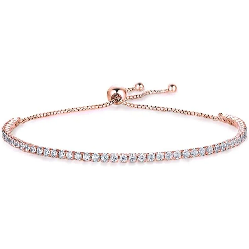 Luxury Chamm BraceletsRose Gold Crystallized Adjustable Dainty Tennis Bracelet