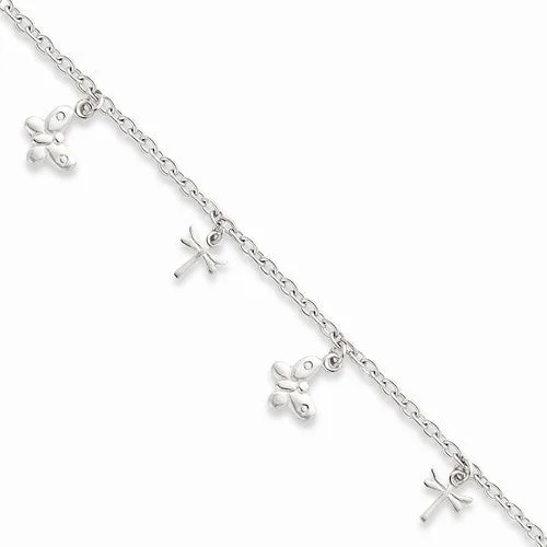 Chamm Bracelets for everyday wearSterling Silver Polished Butterfly & Dragonfly Bracelet