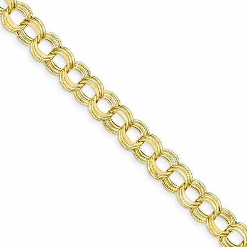 Affordable Chamm Bracelets14K Yellow Gold Lite Triple Link Charm Bracelet