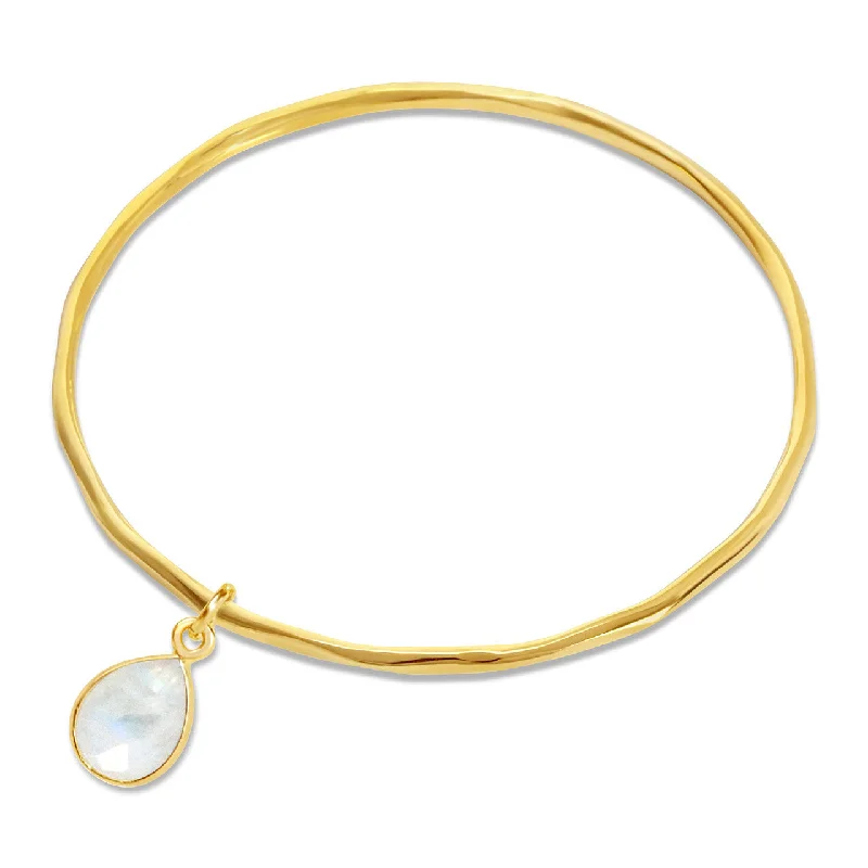 Chamm Bracelets with adjustable sizesWhite Quartz Charm Bangle | Gold - April