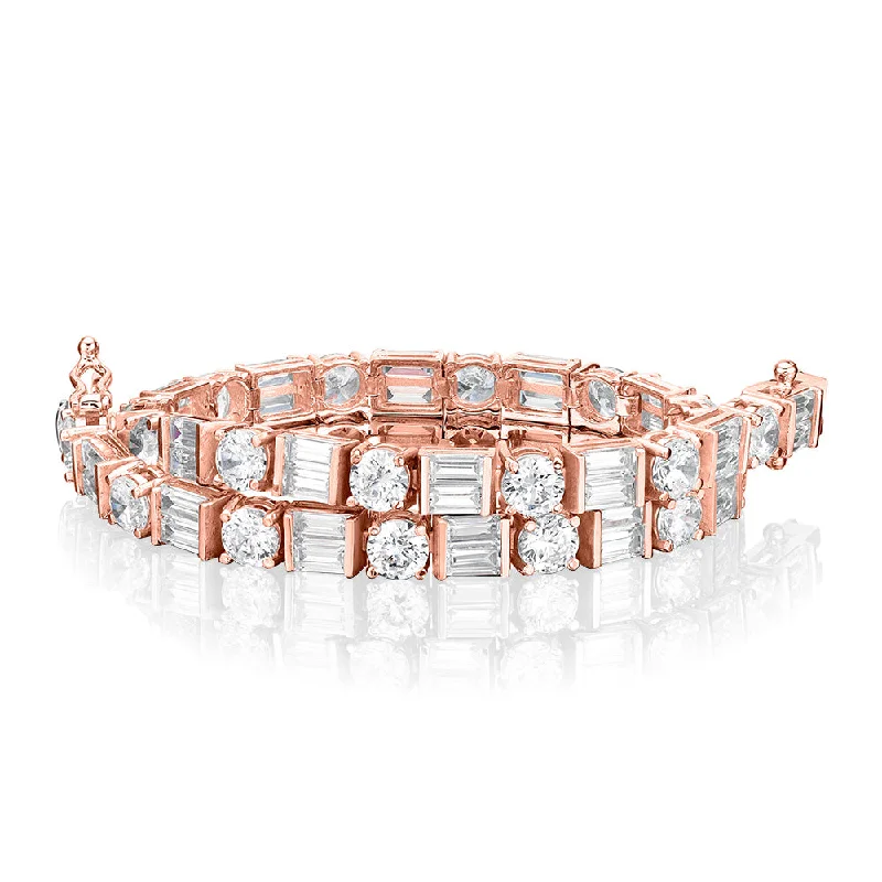 Handmade Bangle Bracelets with Polymer Clay Designs for a Personal TouchRound Brilliant and Baguette tennis bracelet with 10.07 carats* of diamond simulants in 10 carat rose gold