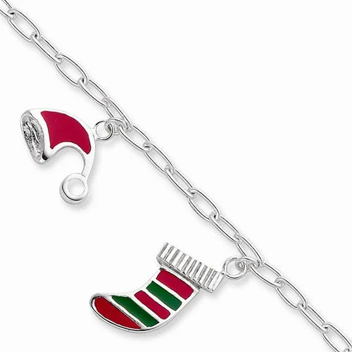 Personalized Chamm BraceletsSterling Silver Enameled Holiday Bracelet