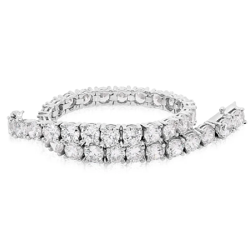 Bangle Sets with Mix - and - Match Patterns for a Versatile AccessoryRound Brilliant tennis bracelet with 15.18 carats* of diamond simulants in sterling silver