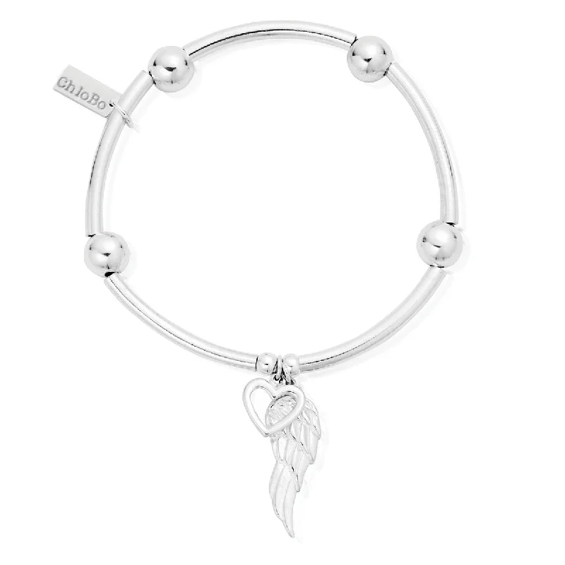 Chamm Bracelets for meditationNoodle Ball Open Heart & Angel Wing Bracelet