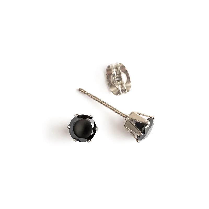 Magnetic - Back Stud Earrings in Black for Easy and Comfortable WearBlack Titanium Stud Earrings